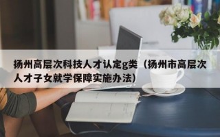 扬州高层次科技人才认定g类（扬州市高层次人才子女就学保障实施办法）