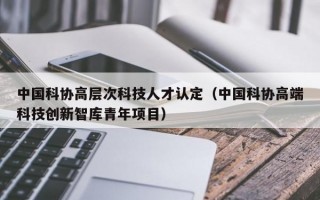 中国科协高层次科技人才认定（中国科协高端科技创新智库青年项目）